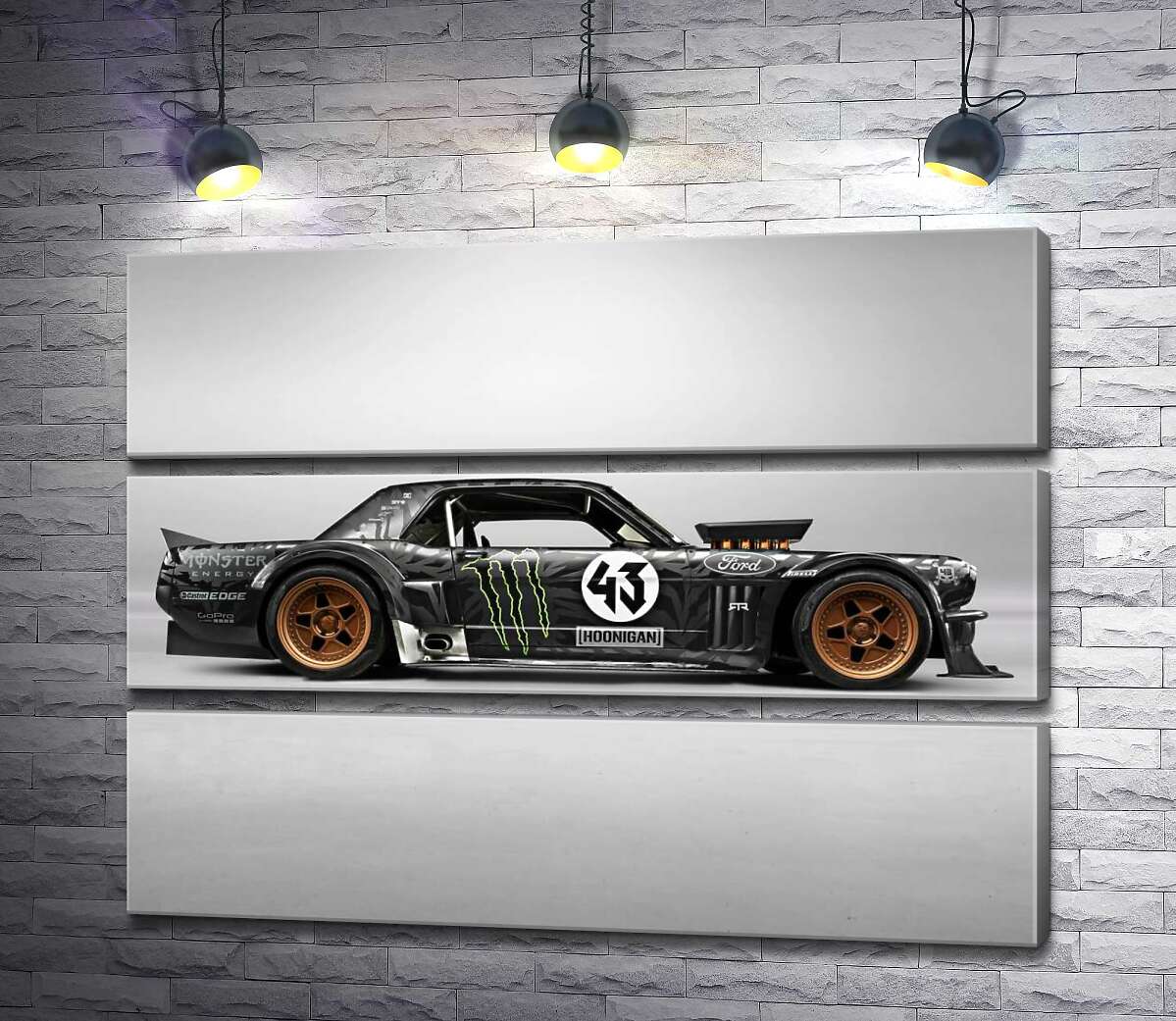 модульна картина Тюнінгований автомобіль Ford Mustang Hoonicorn автогонщика Кена Блока (Модуль №15)