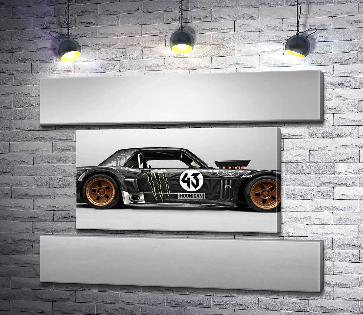 модульна картина Тюнінгований автомобіль Ford Mustang Hoonicorn автогонщика Кена Блока (Модуль №18)