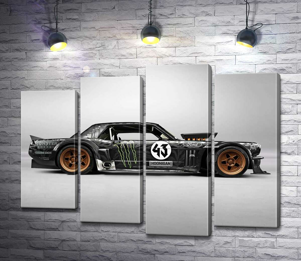 модульна картина Тюнінгований автомобіль Ford Mustang Hoonicorn автогонщика Кена Блока (Модуль №3)