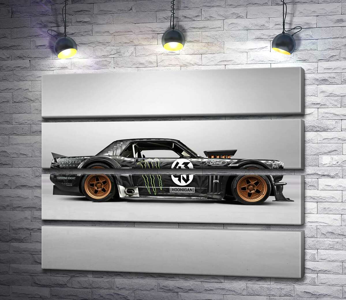 модульна картина Тюнінгований автомобіль Ford Mustang Hoonicorn автогонщика Кена Блока (Модуль №22)