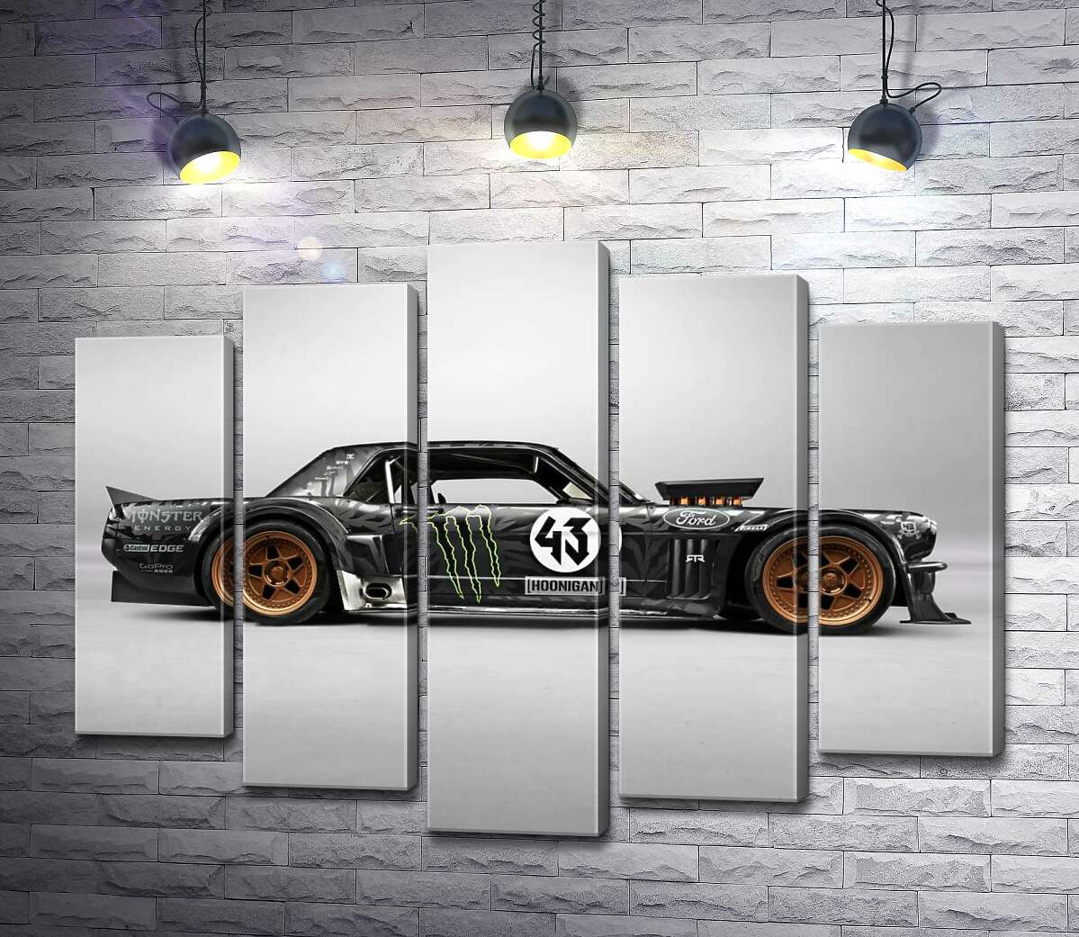 модульна картина Тюнінгований автомобіль Ford Mustang Hoonicorn автогонщика Кена Блока (Модуль №4)