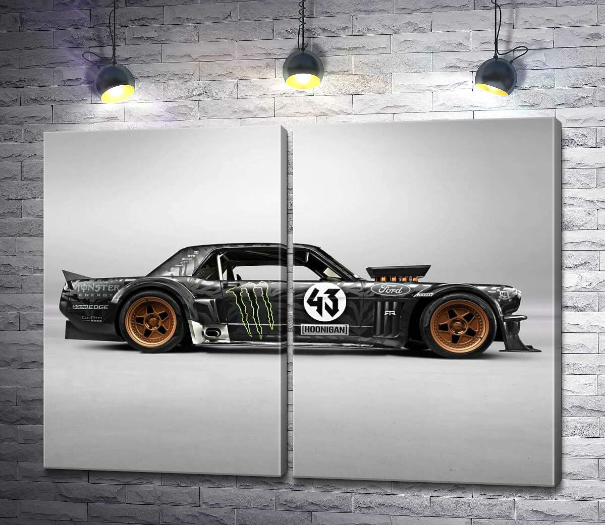 модульна картина Тюнінгований автомобіль Ford Mustang Hoonicorn автогонщика Кена Блока (Модуль №6)