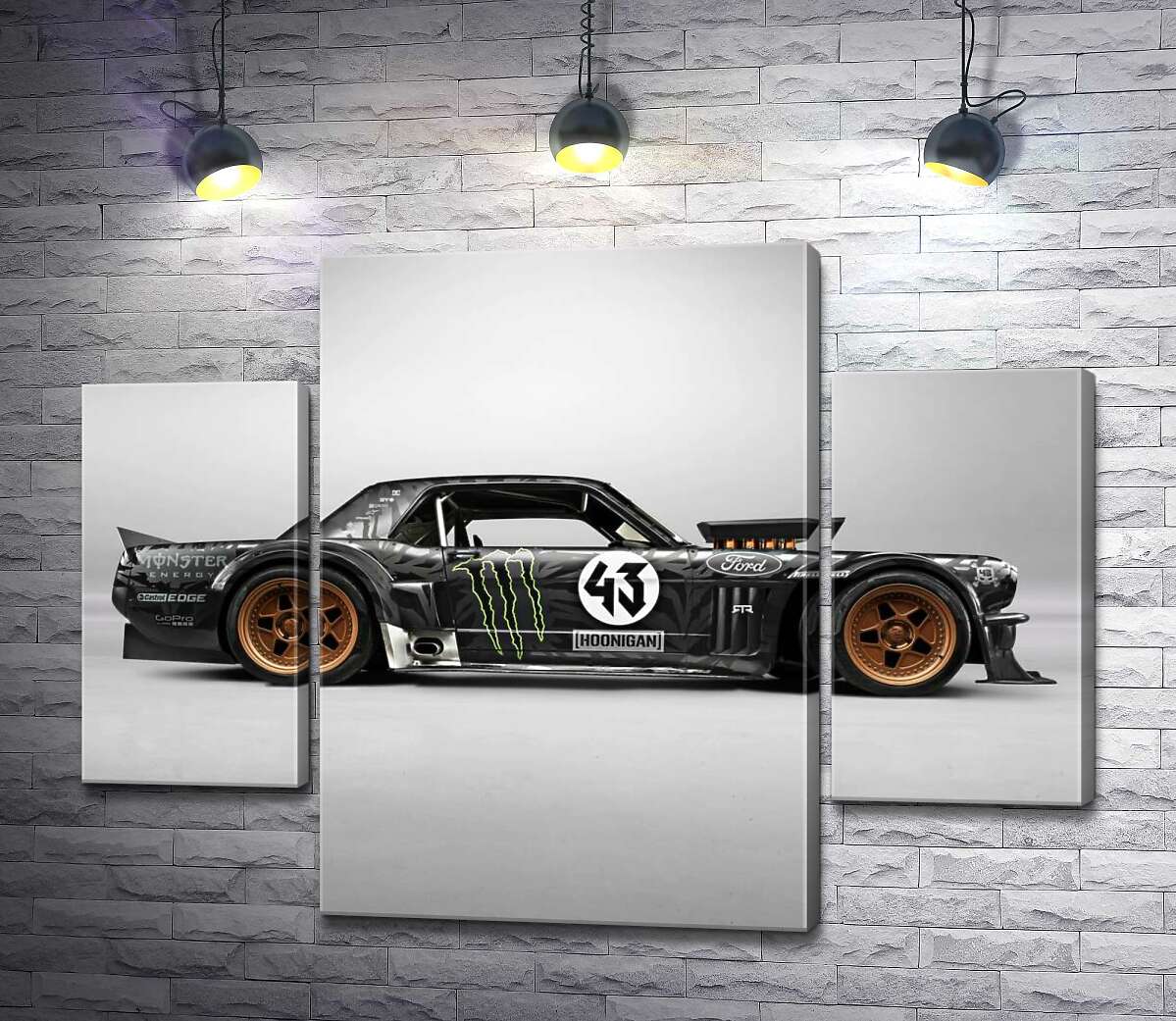 модульная картина Тюнингованный автомобиль Ford Mustang Hoonicorn автогонщика Кена Блока (Модуль №5)
