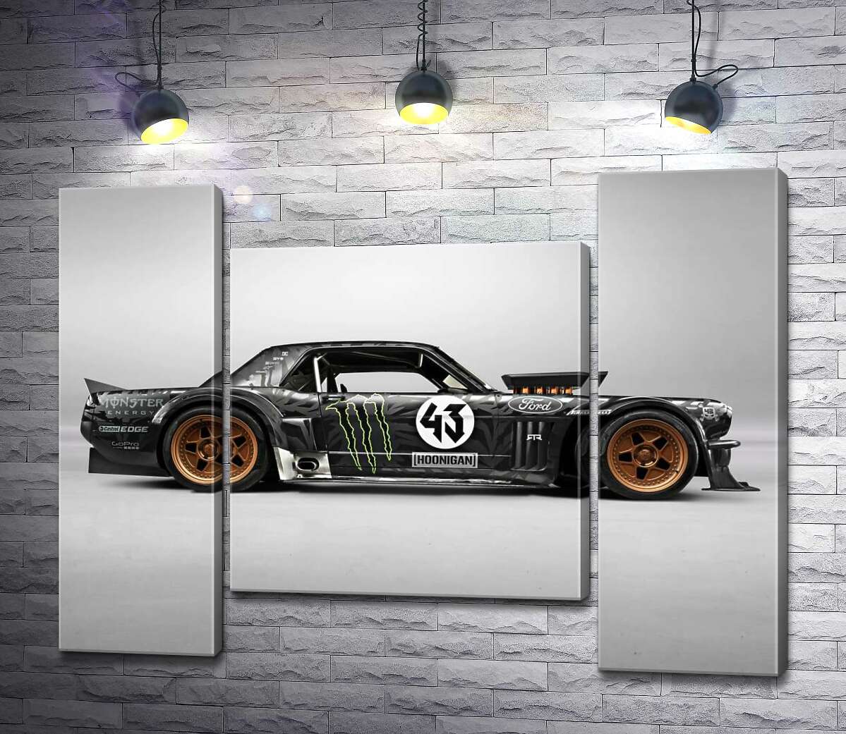 модульна картина Тюнінгований автомобіль Ford Mustang Hoonicorn автогонщика Кена Блока (Модуль №11)