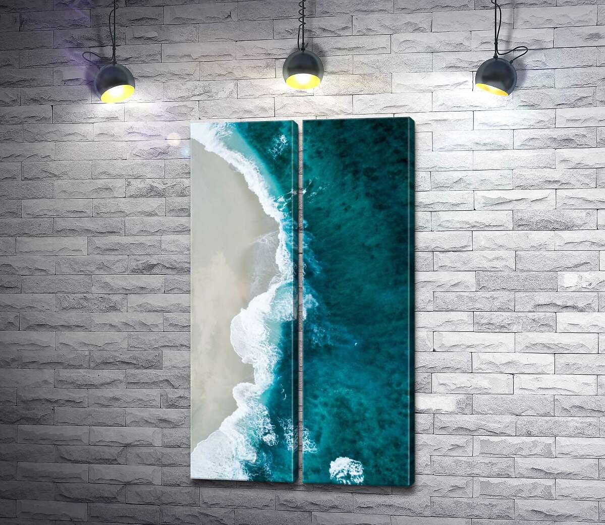 модульна картина Бірюза океану зустрічається з пляжем на білому гребні хвилі