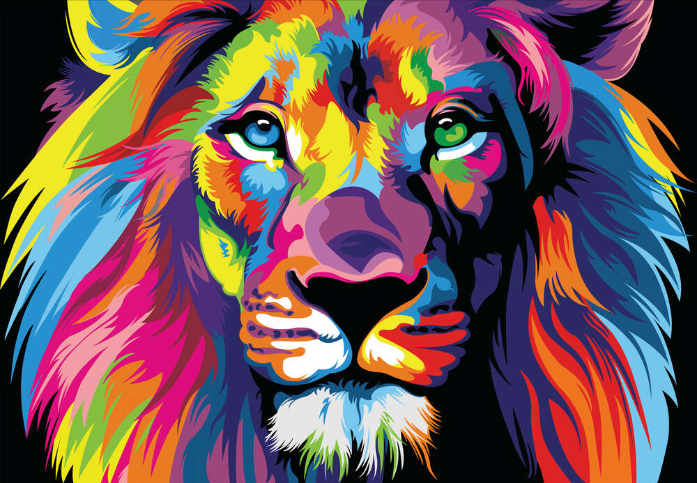 картина-постер Цветная грива могучего льва