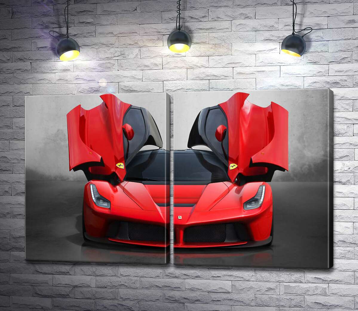 модульная картина Красный автомобиль лимитированной серии Ferrari LaFerrari