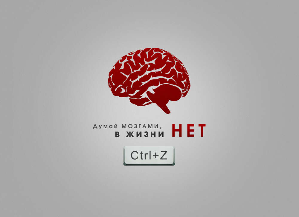 картина-постер Мотивирующая фраза: "Думай мозгами, в жизни нет Ctrl+Z"