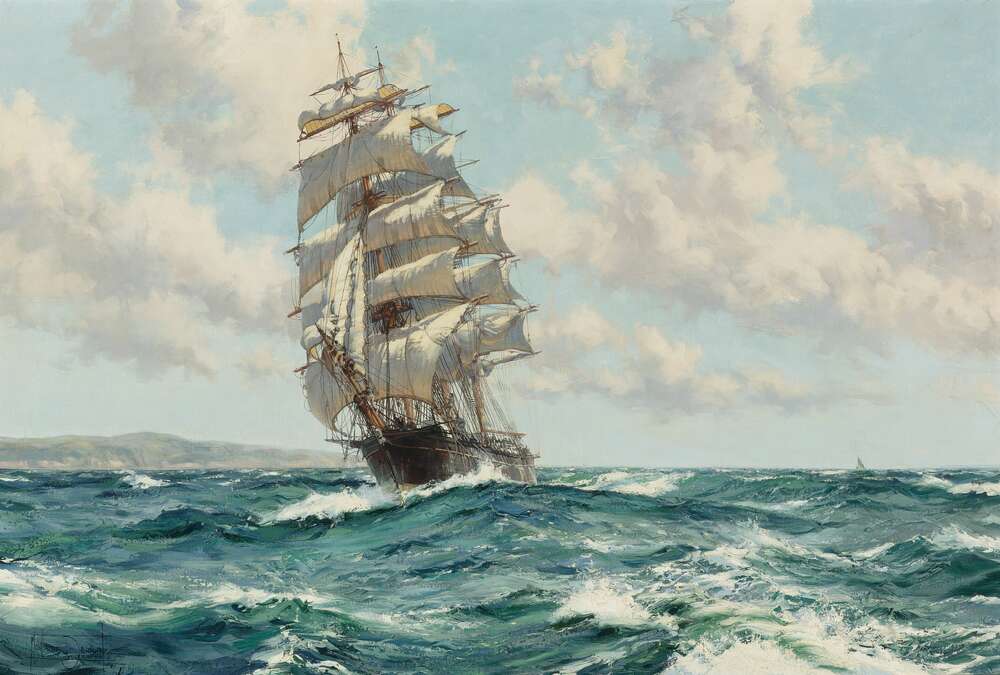 картина-постер Корабль клипер у берегов Северной Америки (Clipper Ship North America) – Монтегю Доусон (Montague Dawson)