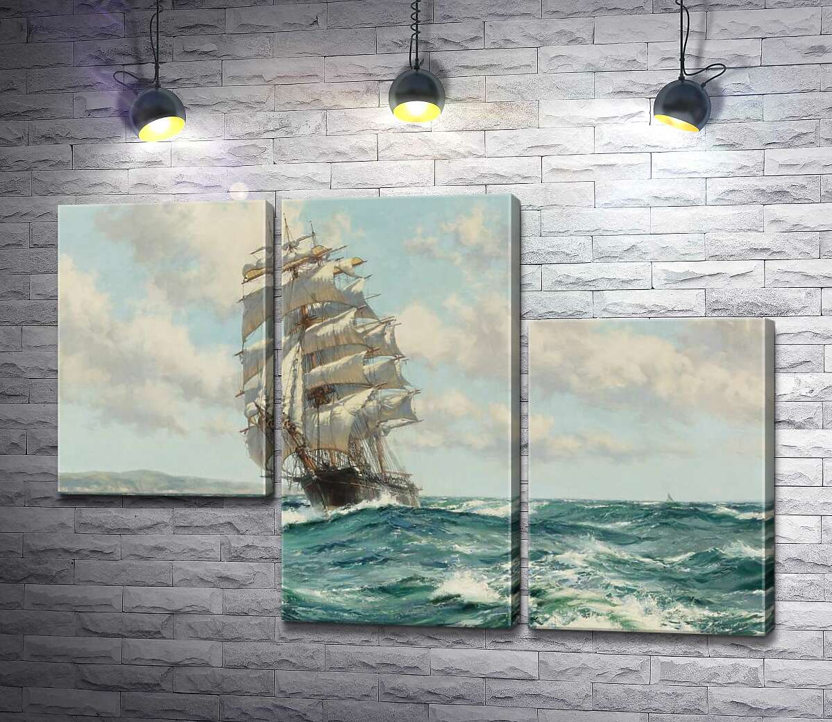модульна картина Корабель кліпер біля берегів Північної Америки ( Clipper Ship North America) (Модуль №13) - Монтегю Доусон (Montague Dawson)