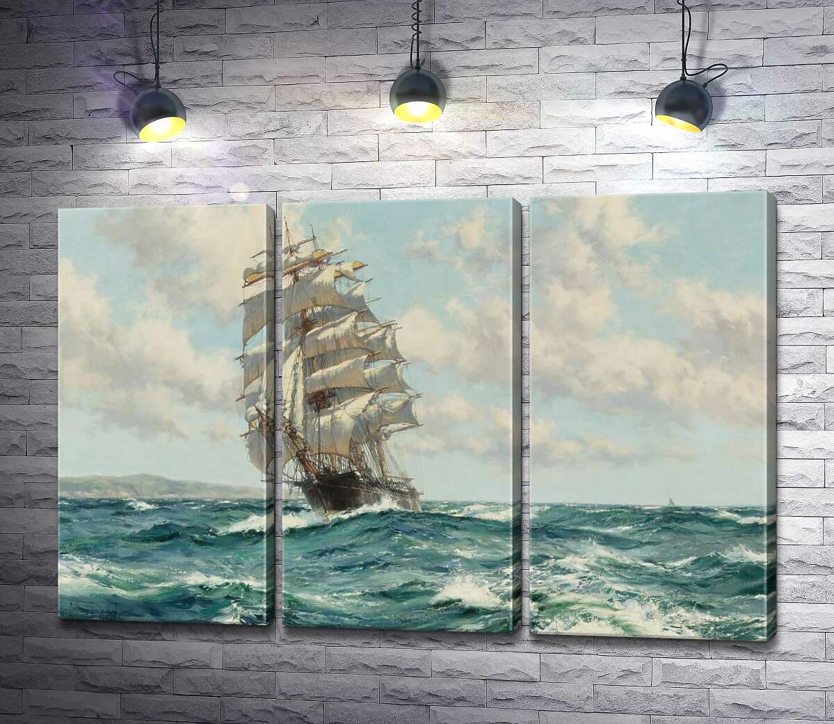 модульна картина Корабель кліпер біля берегів Північної Америки ( Clipper Ship North America) - Монтегю Доусон (Montague Dawson)
