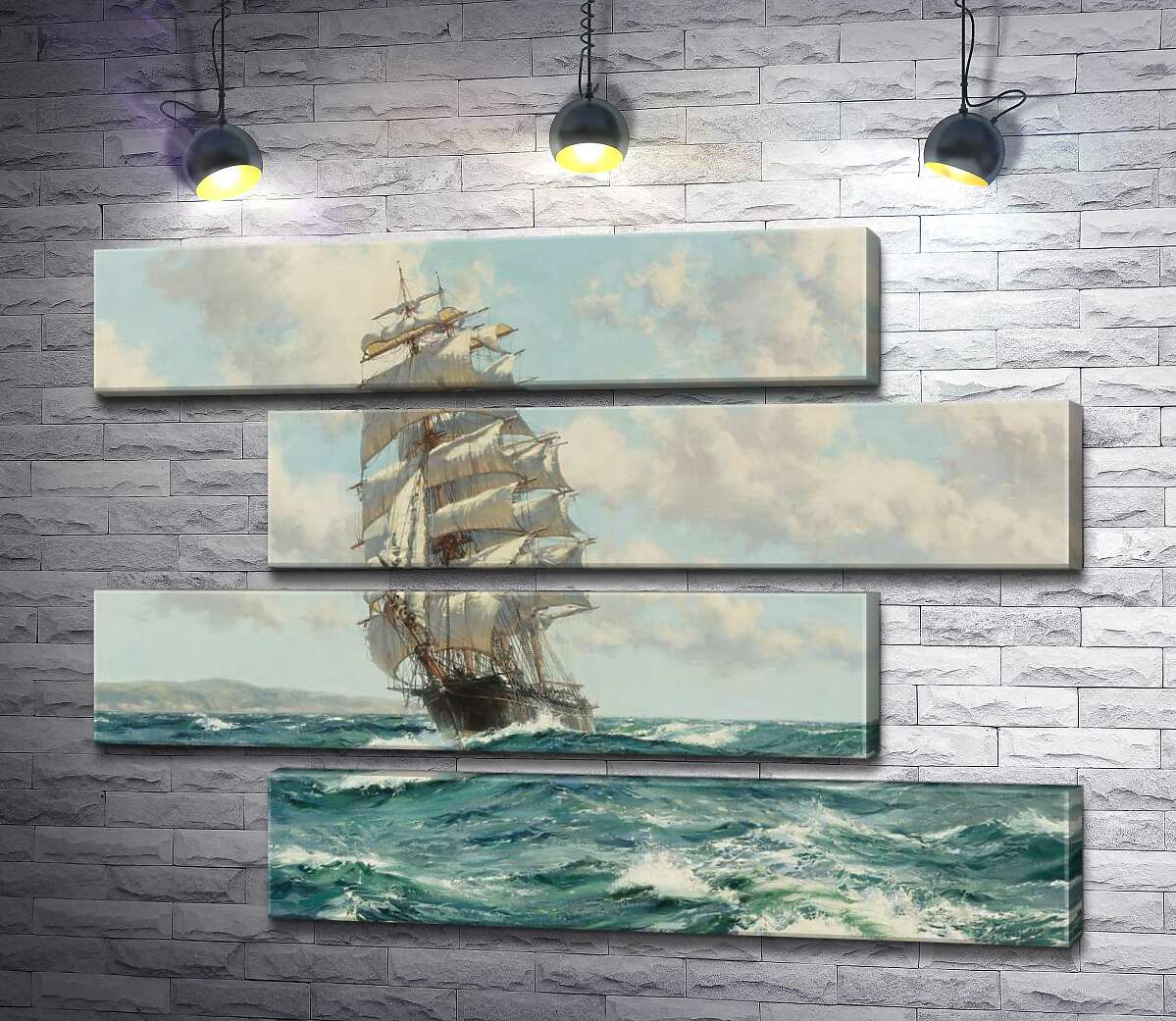 модульна картина Корабель кліпер біля берегів Північної Америки ( Clipper Ship North America) (Модуль №23) - Монтегю Доусон (Montague Dawson)