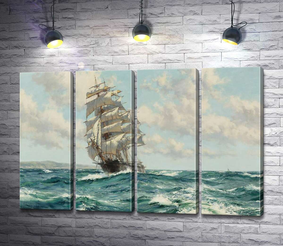 модульна картина Корабель кліпер біля берегів Північної Америки ( Clipper Ship North America) (Модуль №24) - Монтегю Доусон (Montague Dawson)