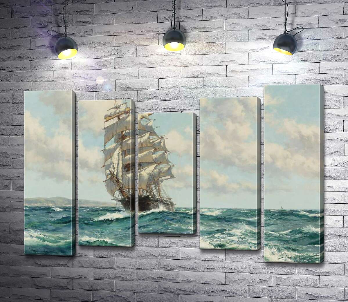 модульна картина Корабель кліпер біля берегів Північної Америки ( Clipper Ship North America) (Модуль №27) - Монтегю Доусон (Montague Dawson)
