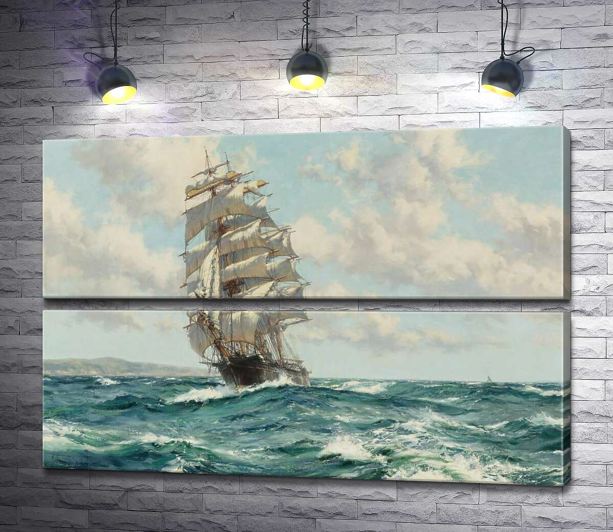 модульна картина Корабель кліпер біля берегів Північної Америки ( Clipper Ship North America) (Модуль №7) - Монтегю Доусон (Montague Dawson)