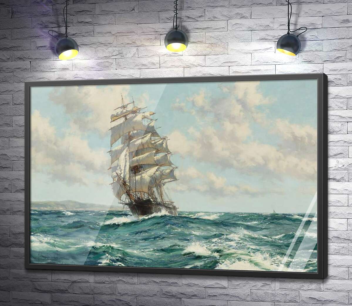 постер Корабль клипер у берегов Северной Америки (Clipper Ship North America) – Монтегю Доусон (Montague Dawson)