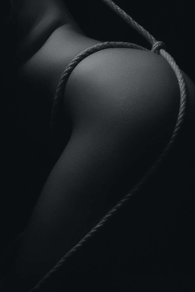 картина-постер Шелковистый силуэт женской ноги в обрамлении веревки