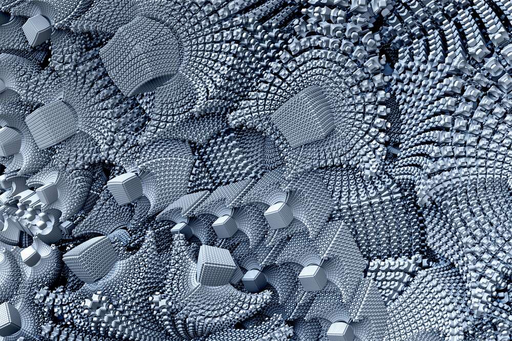 картина-постер Серая абстракция с кубическими узорами