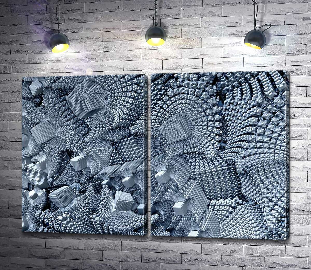 модульна картина Сіра абстракція з кубічних візерунків