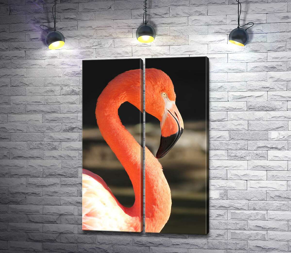 модульная картина Персиковый цвет силуэта грациозного фламинго