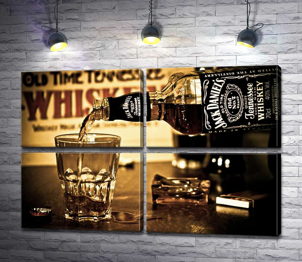 модульна картина Золотистий віскі "Jack Daniel's" ллється у склянку (Модуль №25)