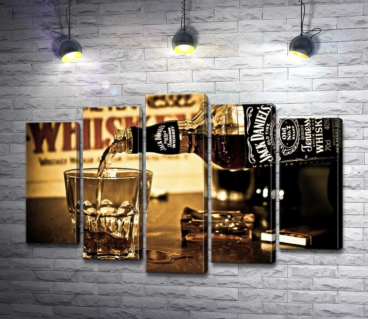 модульна картина Золотистий віскі "Jack Daniel's" ллється у склянку (Модуль №4)