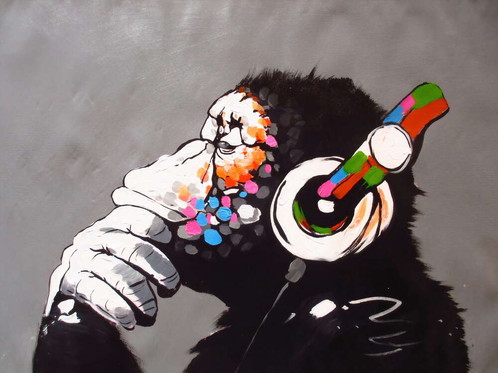 картина-постер DJ Мавпа (DJ Monkey) - Бенксі (Banksy)