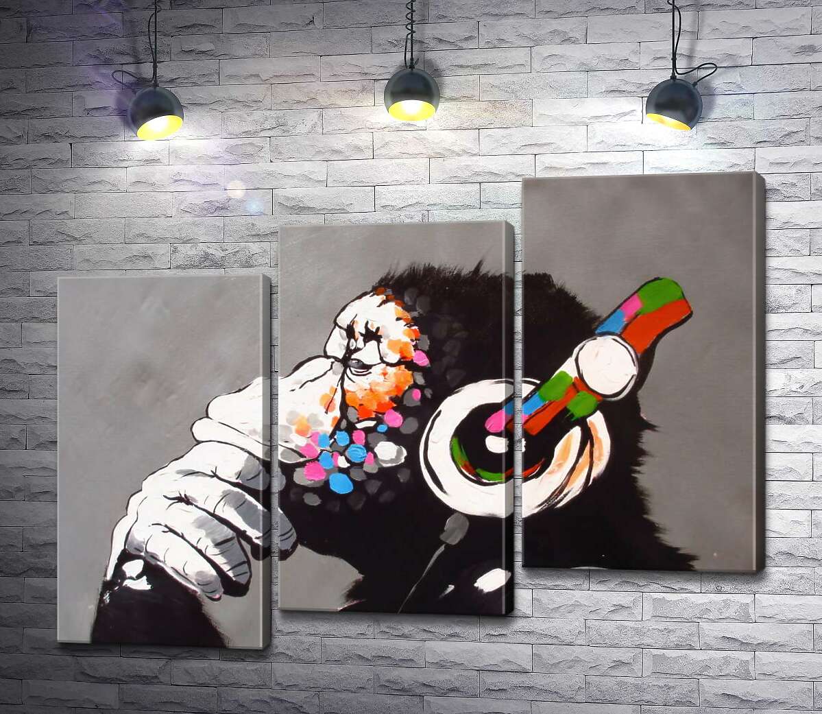 модульная картина DJ Обезьяна (DJ Monkey) (Модуль №14) – Бэнкси (Banksy)