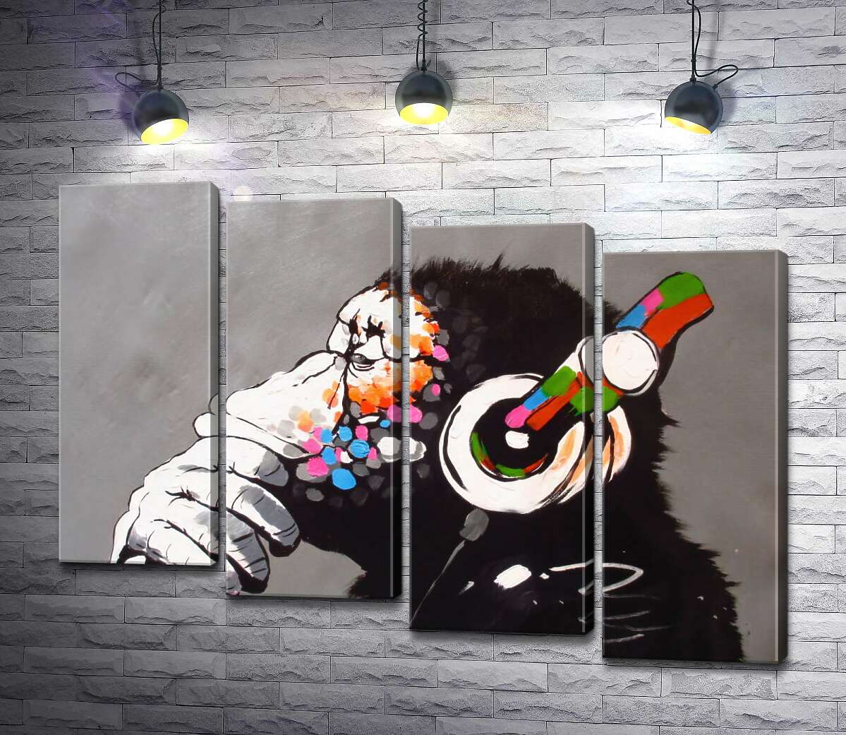модульная картина DJ Обезьяна (DJ Monkey) (Модуль №19) – Бэнкси (Banksy)