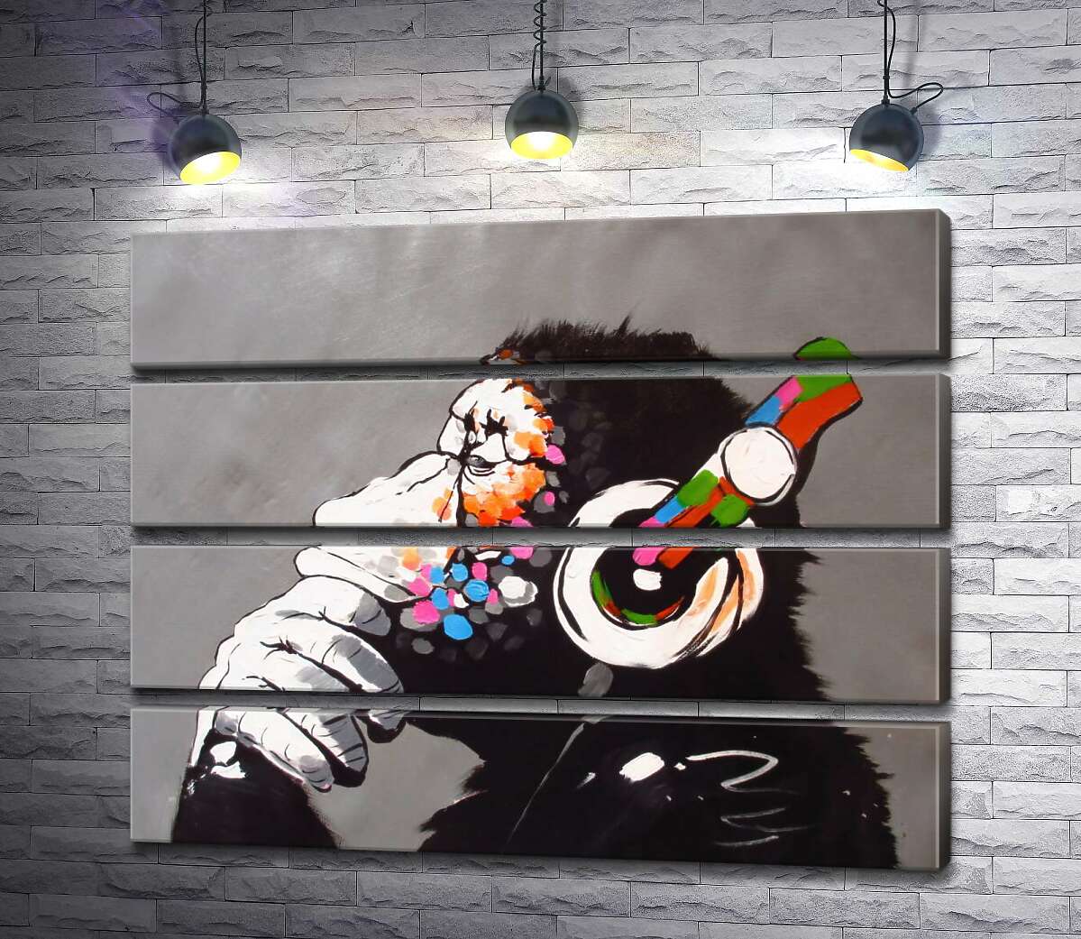 модульная картина DJ Обезьяна (DJ Monkey) (Модуль №22) – Бэнкси (Banksy)