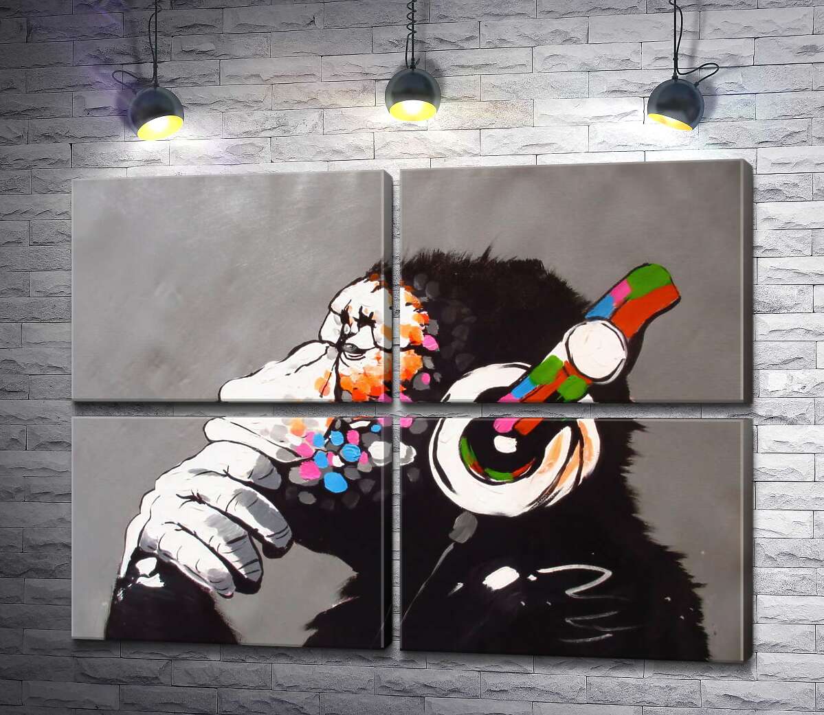 модульная картина DJ Обезьяна (DJ Monkey) (Модуль №25) – Бэнкси (Banksy)
