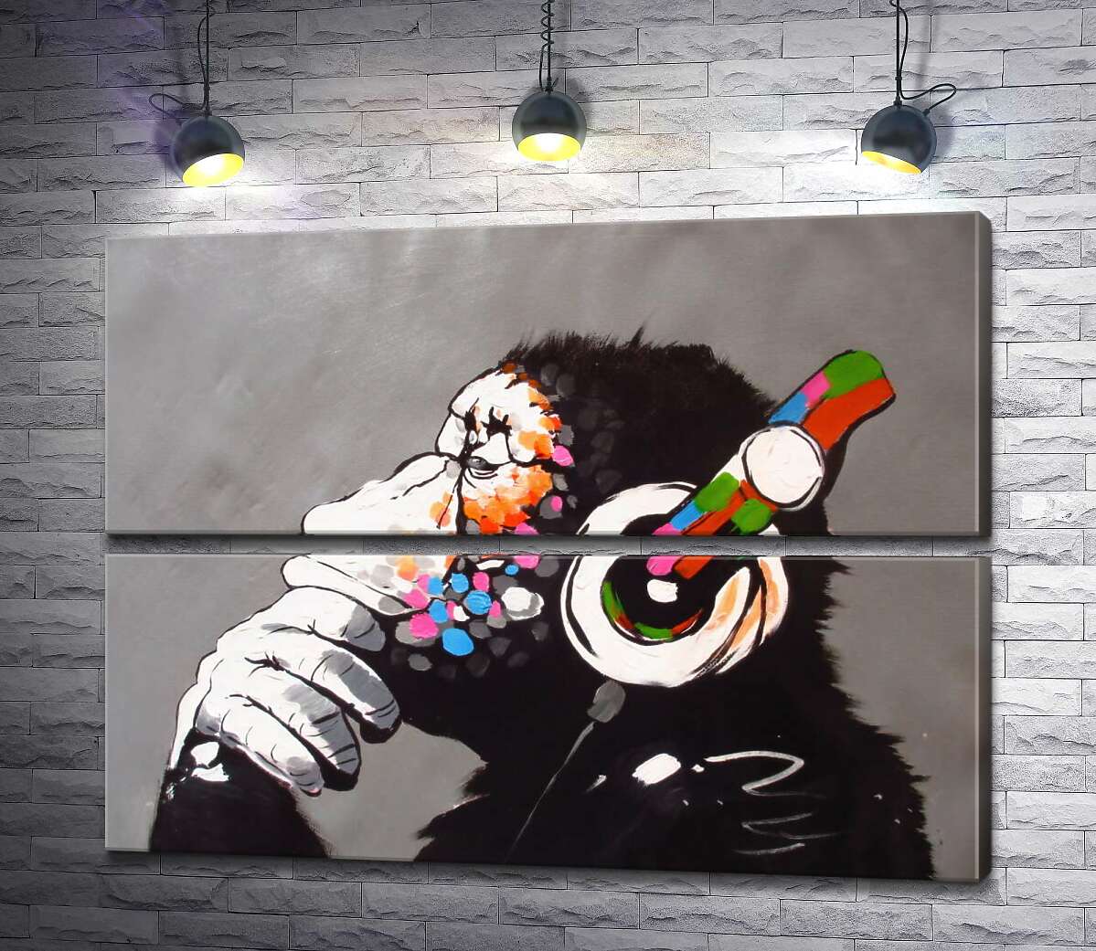 модульная картина DJ Обезьяна (DJ Monkey) (Модуль №7) – Бэнкси (Banksy)