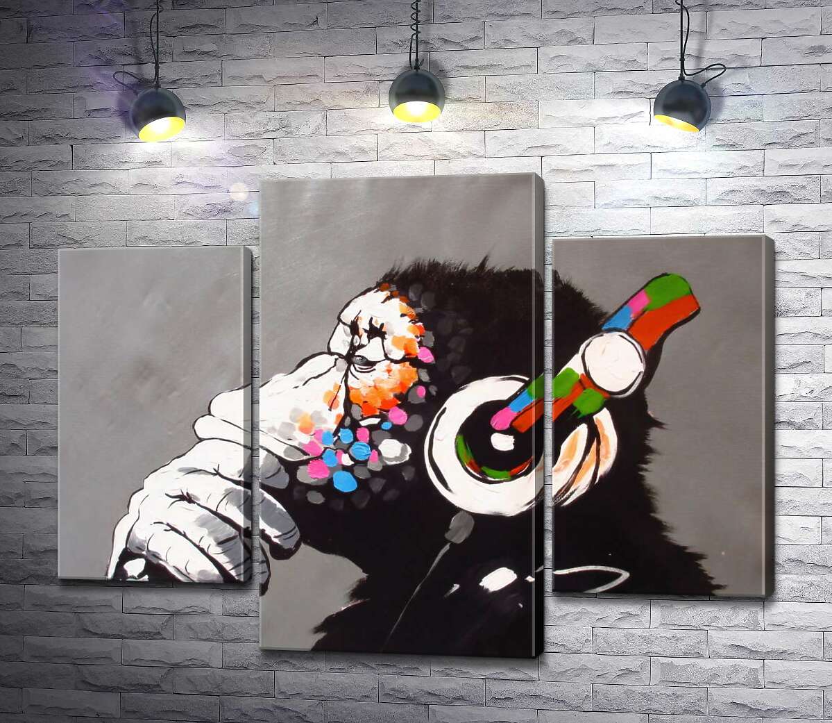 модульная картина DJ Обезьяна (DJ Monkey) (Модуль №10) – Бэнкси (Banksy)