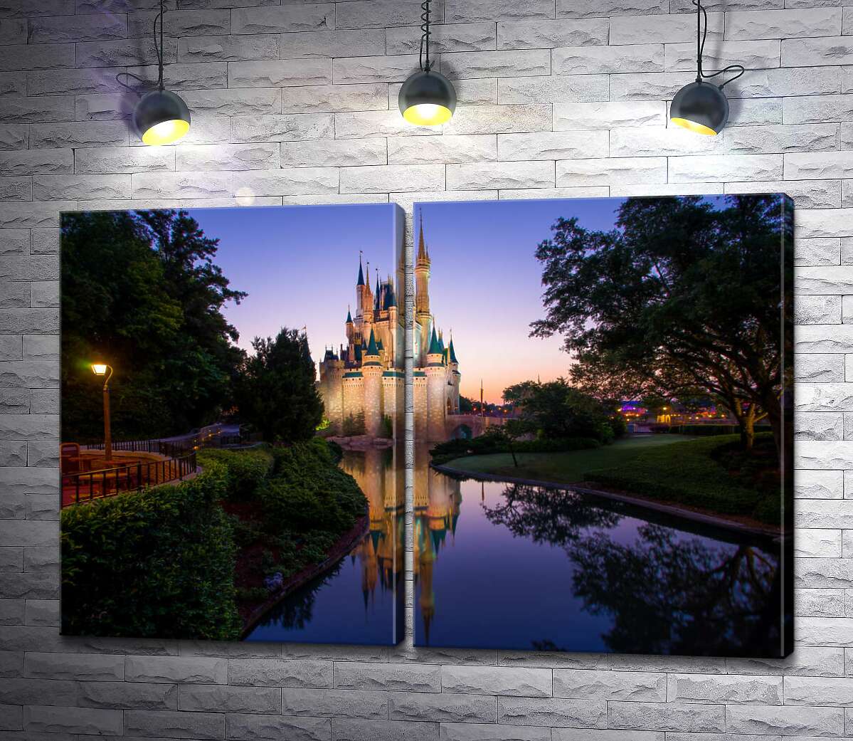 модульная картина Волшебный вечер у сказочного замка Disney