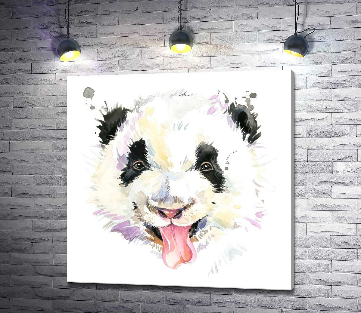 картина Весела панда показує язик