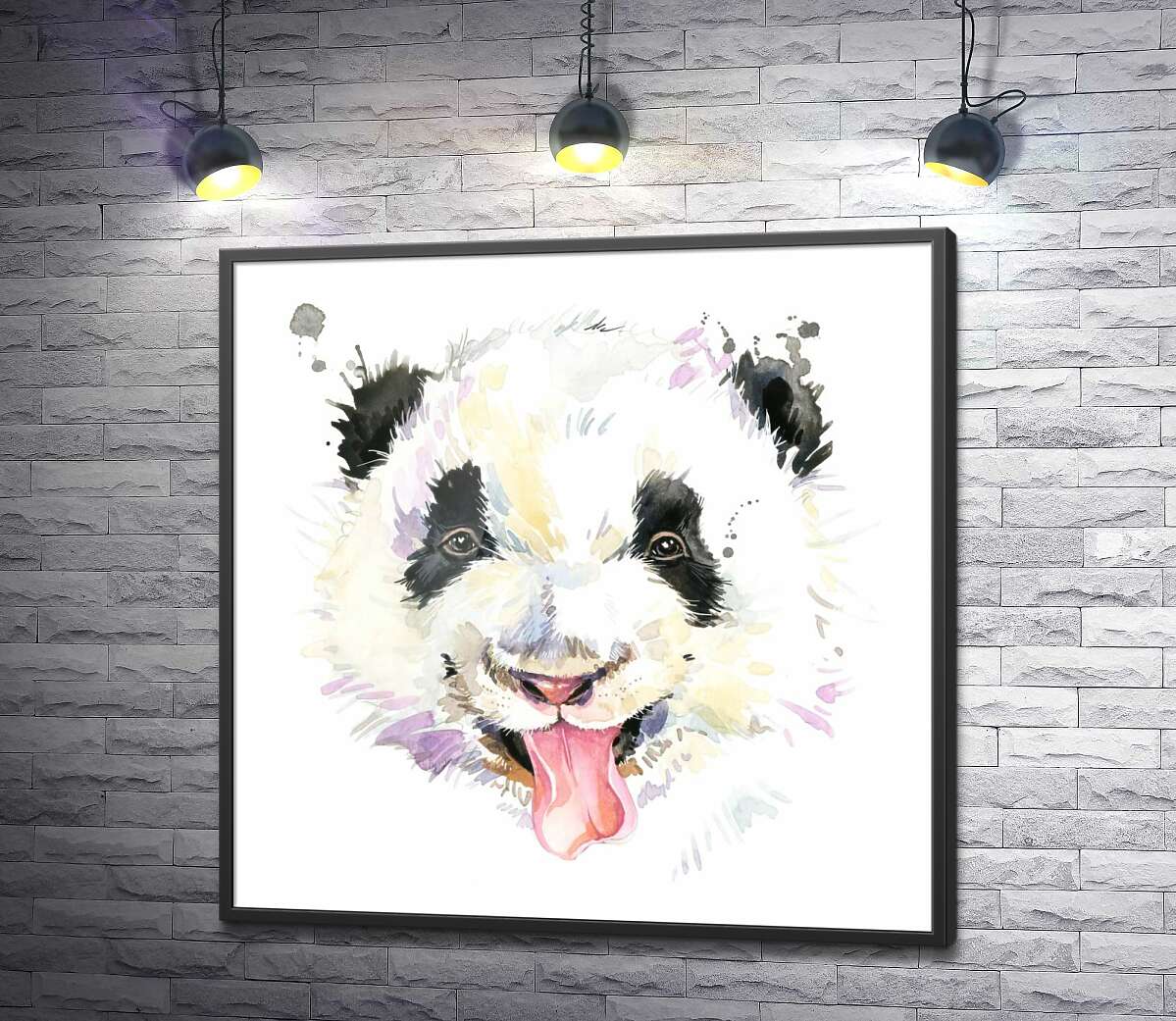 постер Веселая панда показывает язык