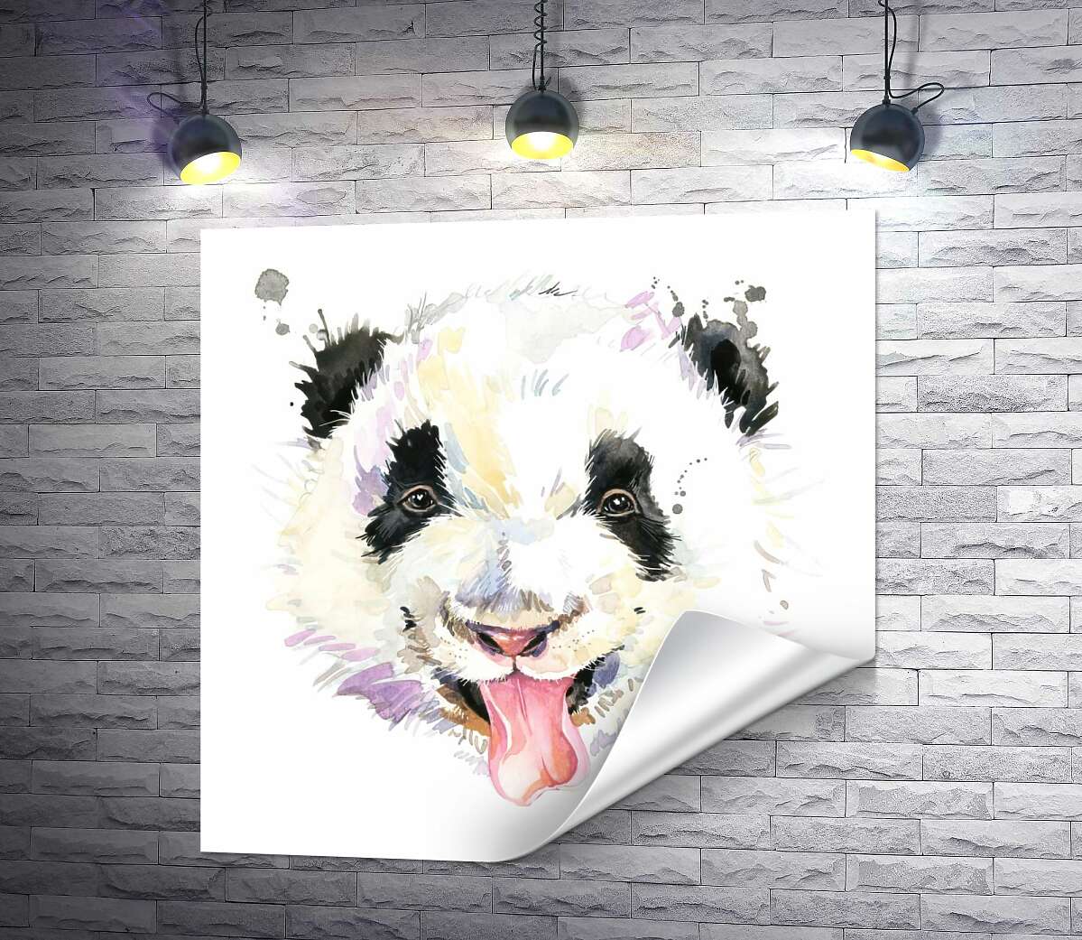 печать Веселая панда показывает язык