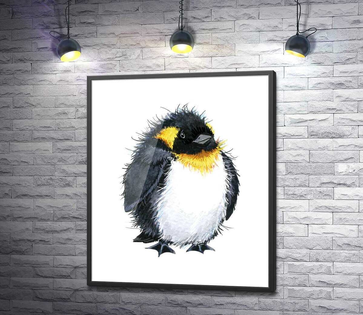 постер Толстенький пингвин с желтой шеей