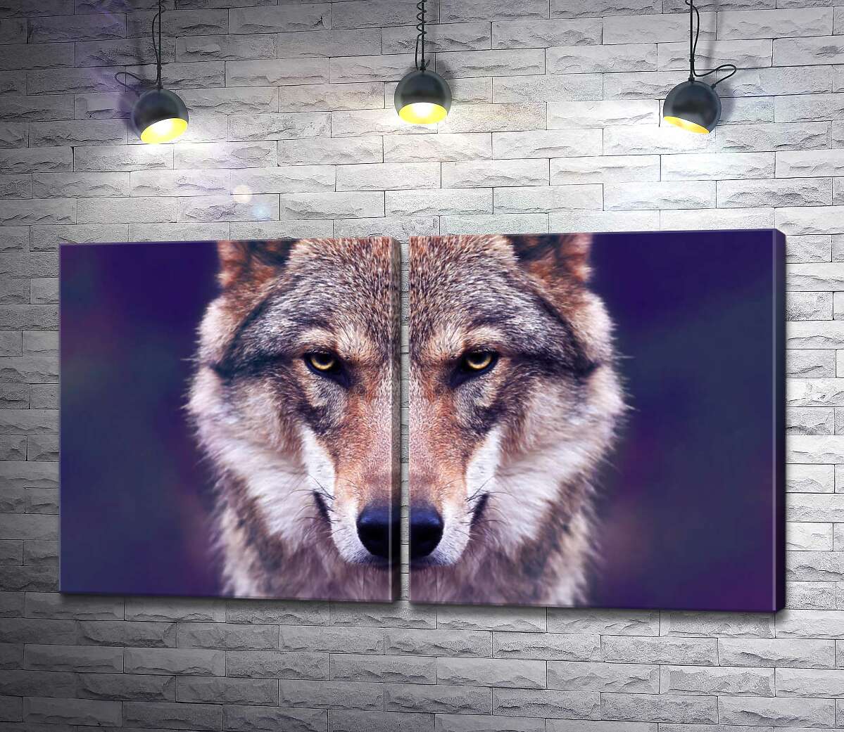 модульная картина Суровый взгляд волка