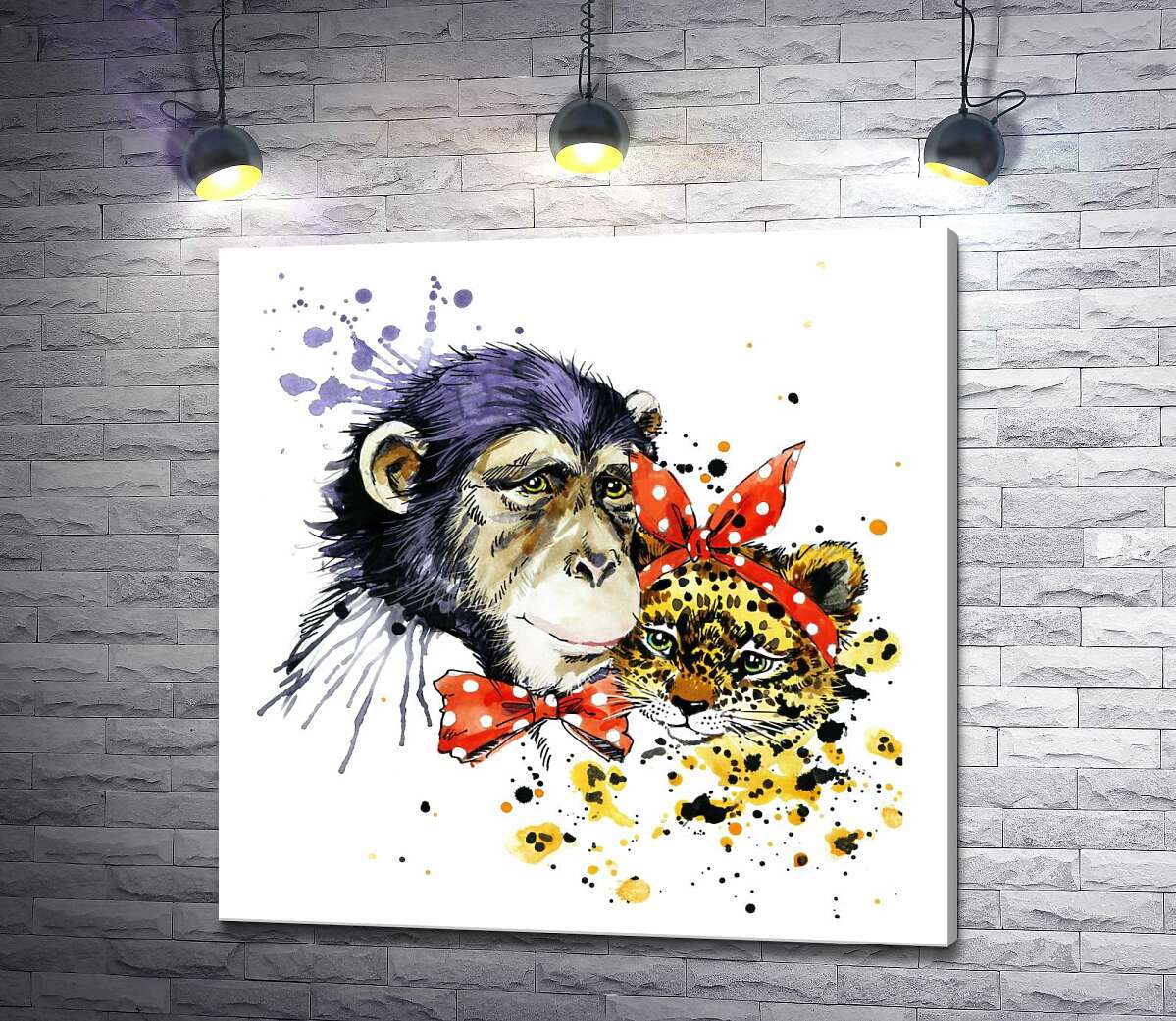 картина Галантная обезьяна с милым ягуаром
