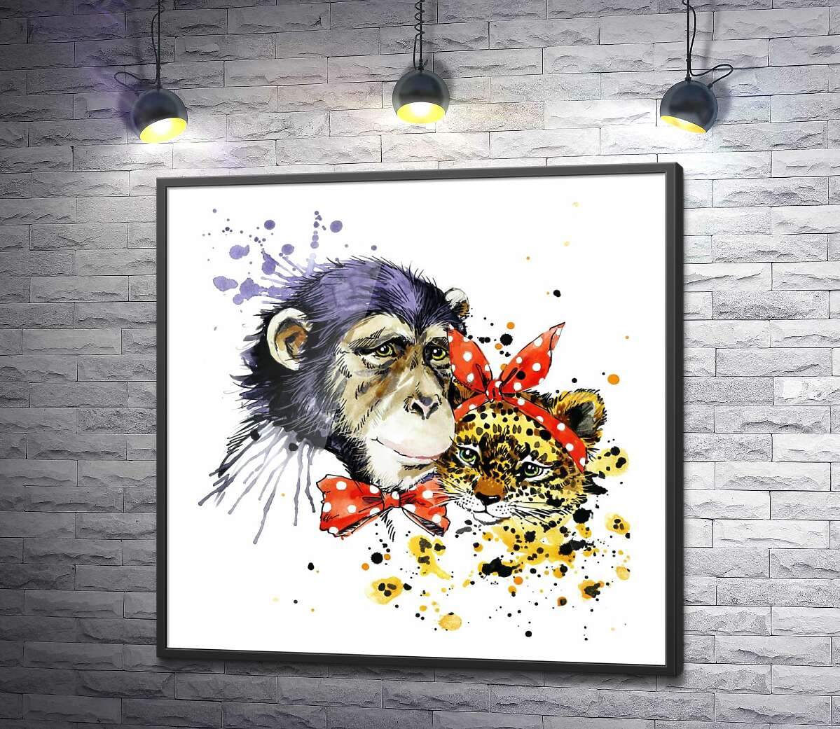 постер Галантная обезьяна с милым ягуаром