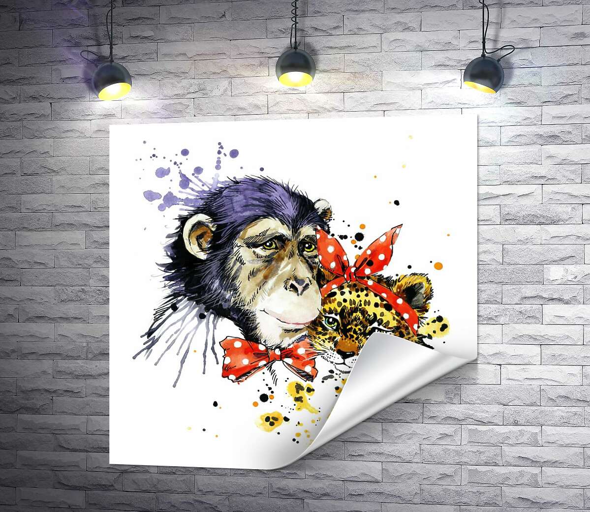 печать Галантная обезьяна с милым ягуаром