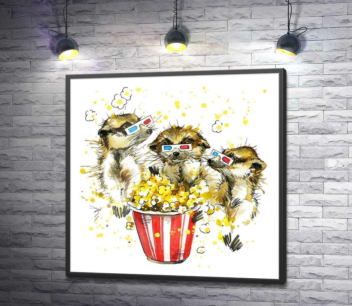 постер Шумные суслики смотрят кино с попкорном