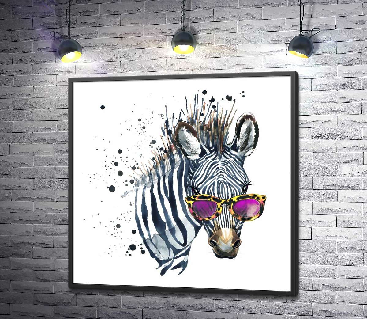 постер Стильна зебра в рожевих окулярах