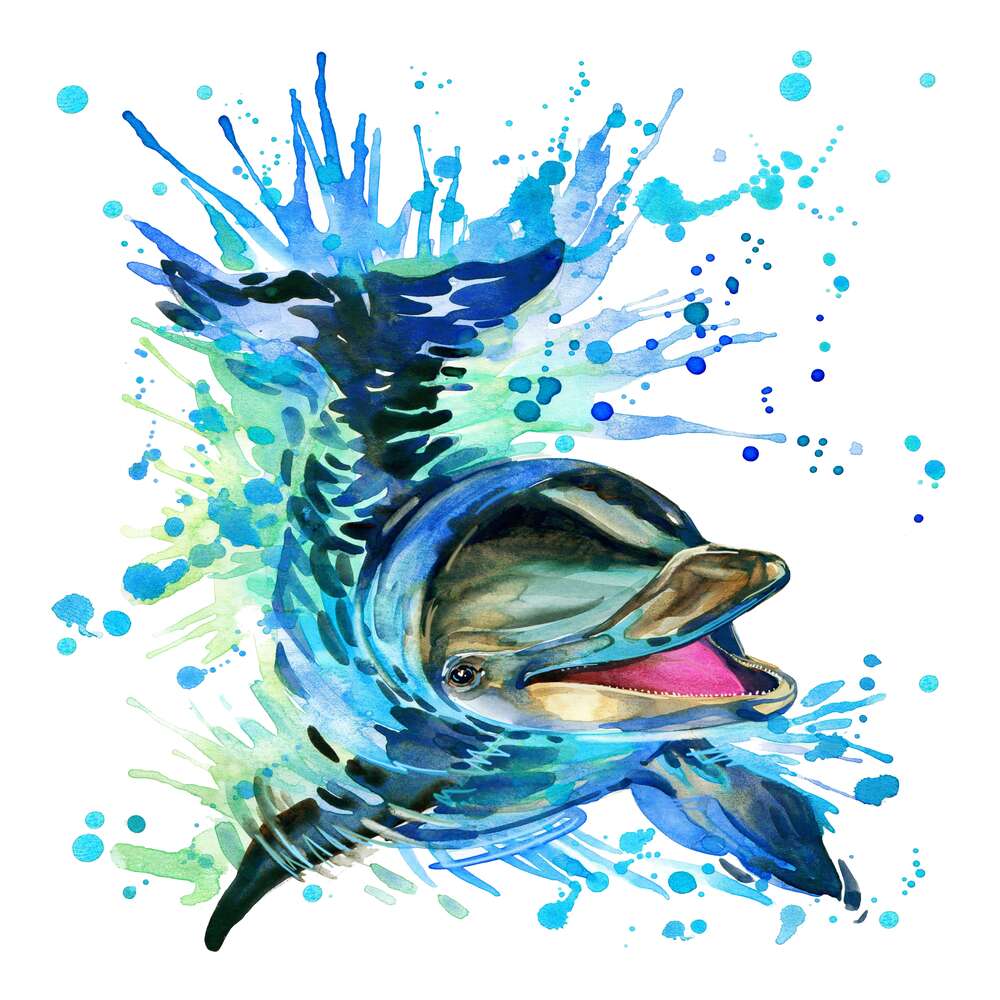 картина-постер Бешкетний дельфін виглядає з води