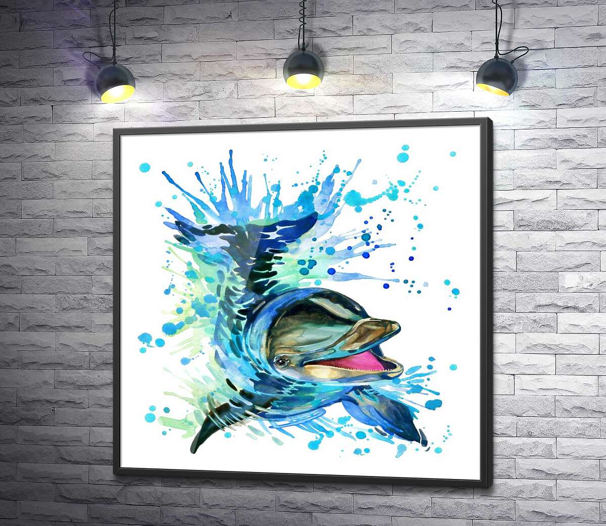 постер Бешкетний дельфін виглядає з води