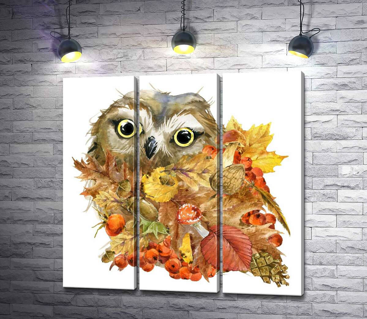 модульна картина Сова причаїлась серед осінніх багатств лісу (Модуль №2)