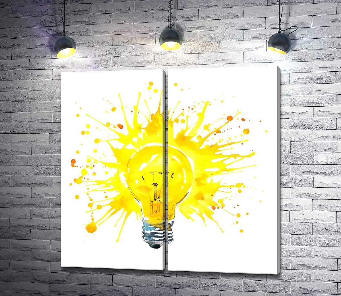 модульная картина Желтый взрыв света в лампе
