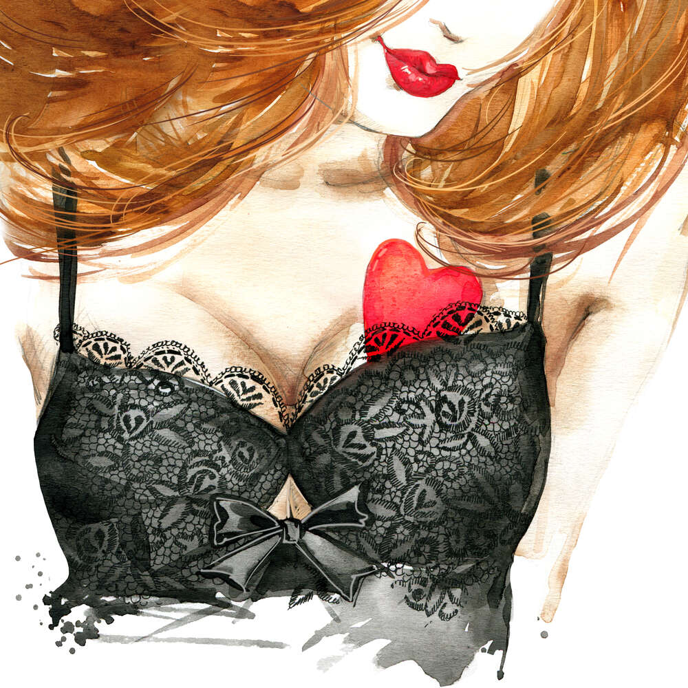 картина-постер Сердце притаилось на груди рыжеволосой красавицы