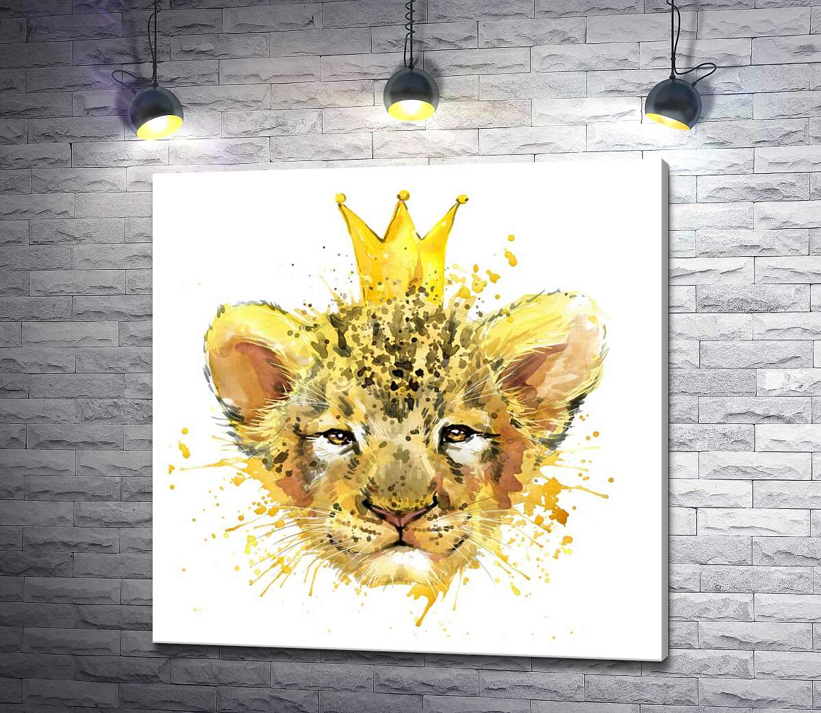 картина Львенок с золотой короной на голове